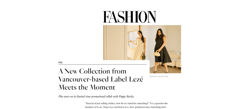 FASHION MAGAZINE: A New Collection from Vancouver-based Label Lezé Meets the Moment