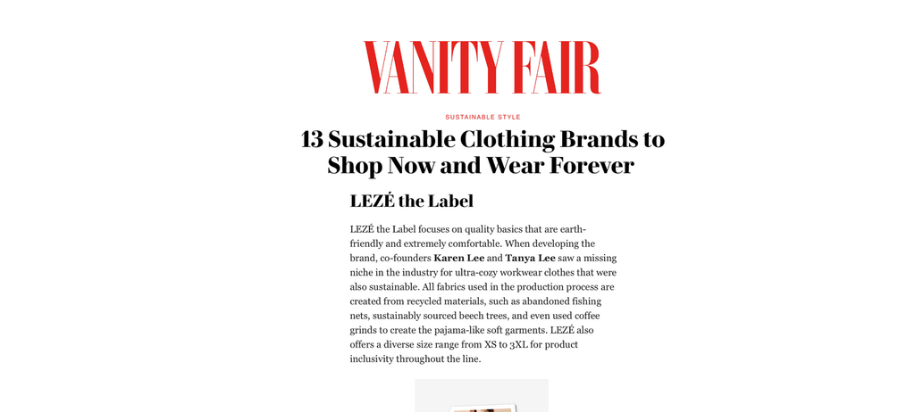 Vanity Fair: 13 Sustainable Clothing Brands to Shop Now and Wear Forever