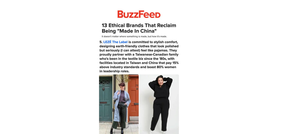 BUZZFEED: 13 Ethical Brands That Reclaim Being "Made In China"