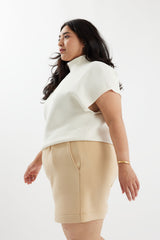 comfortable work outfits in white and beige